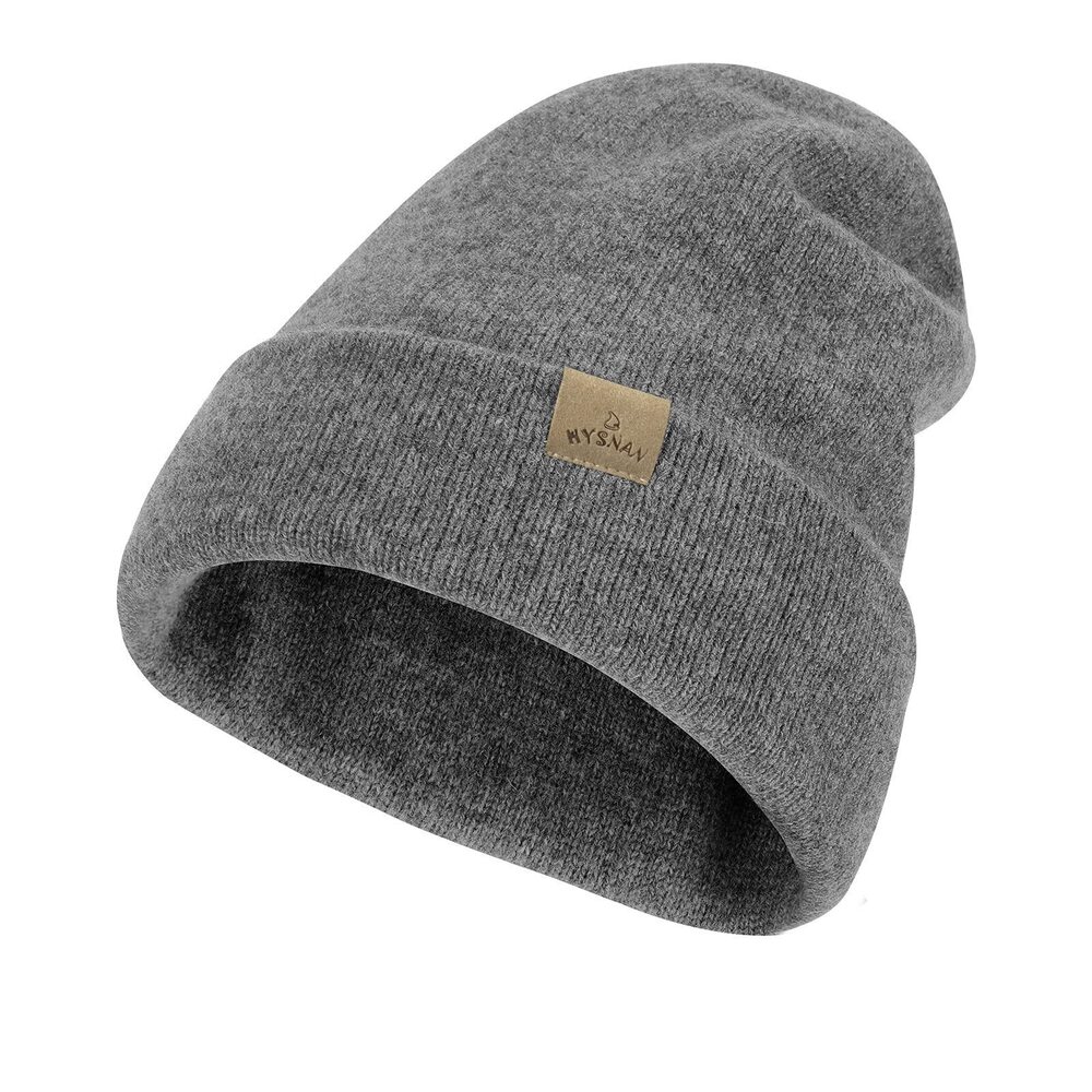 7789 Beanie Merino Wool Warm Hats Knit Slouchy Double Layer Warm Cuffed